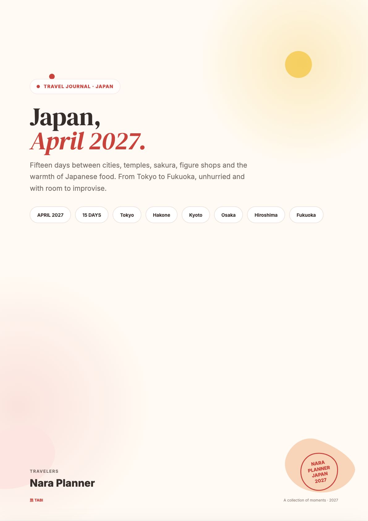 Custom Japan itinerary cover